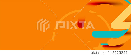 Abstract background. Circles and colorful round shape lines. Linear geometric minimal design 118223231