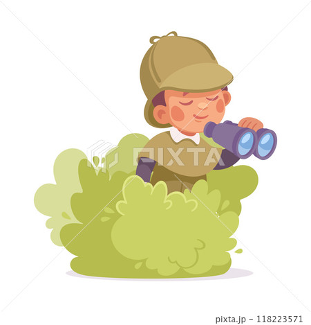 Inspecting Detective Boy Character Investigating Case Vector Illustration Inspecting Detective Boy Character Investigating Case Vector Illustration 118223571