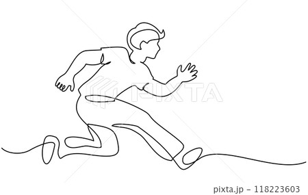 Boy or man running, hurrying and rushing forward to aims and aspirations to succeed. 118223603