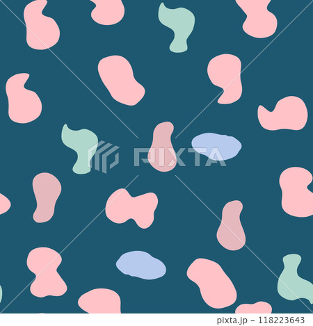 Groovy Lava Lamp Seamless Pattern. Psychedelic Fluid Drops Vector Background in 1970s Hippie Retro Style 118223643