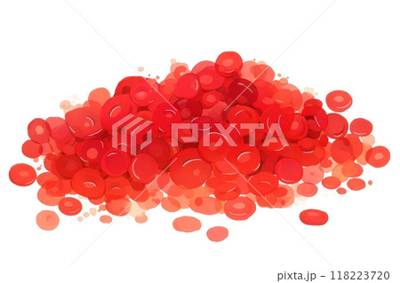Lively and dynamic, this abstract image features vibrant red discs layered with translucent circles 118223720
