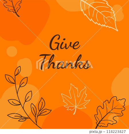 Christian Thanksgiving Card, In Everything Give Thanks, 1 Thessalonians, Bible Verse Art. Vector illustration 118223827