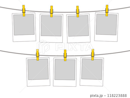 インスタントフィルムの線画のフレームイラスト_4枚と3枚 118223888