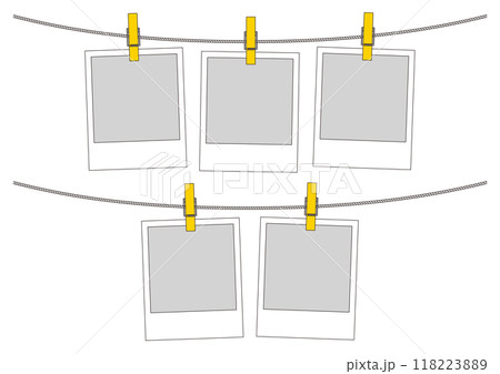 インスタントフィルムの線画のフレームイラスト_3枚と2枚 118223889