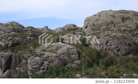 Anorhosite rock formations near Fossvatnet, Egersund, Norway. 118223956