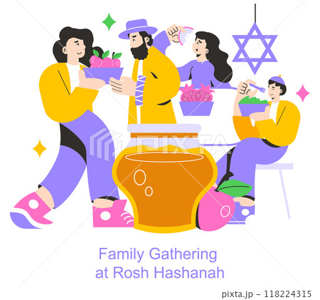 Rosh Hashanah celebration concept. Jewish...のイラスト素材 [118224315] - PIXTA
