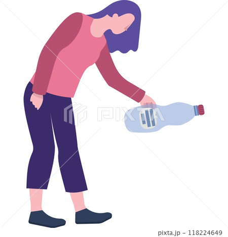 Waste recycle icon woman gathering trash vector 118224649