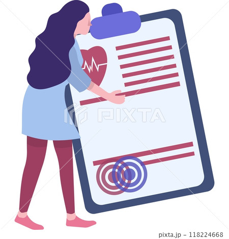 Doctor looking at medical patient card vector icon Doctor looking at medical patient card vector icon 118224668