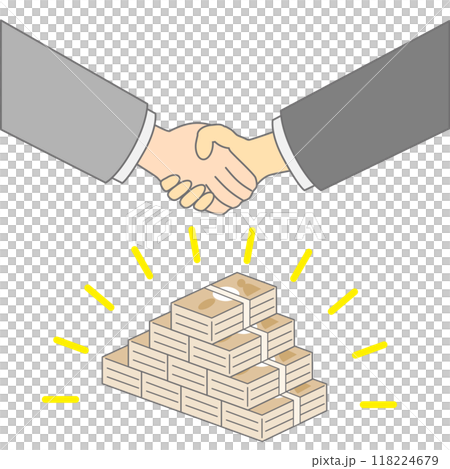 A business illustration of the successful conclusion of a major contract involving large sums of money 118224679