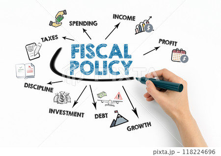 FISCAL POLICY Concept. Chart with keywords and icons on white background FISCAL POLICY Concept. Chart with keywords and icons on white background 118224696
