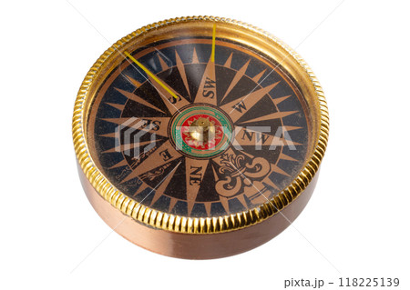 Vintage retro compass on white 118225139