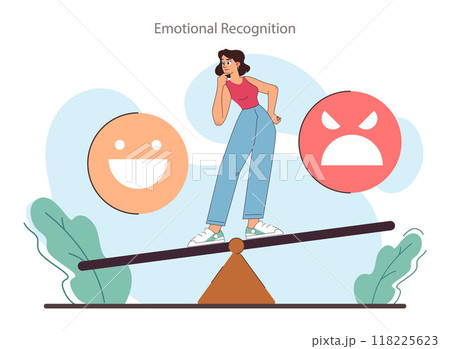Empathy skill development. Person with deep understanding of emotions and sympathy. Self-development for psychological and emotional maturity. Flat vector illustration Empathy skill development. Person with deep understanding of emotions and sympathy. Self-development for psychological and emotional maturity. Flat vector illustration 118225623