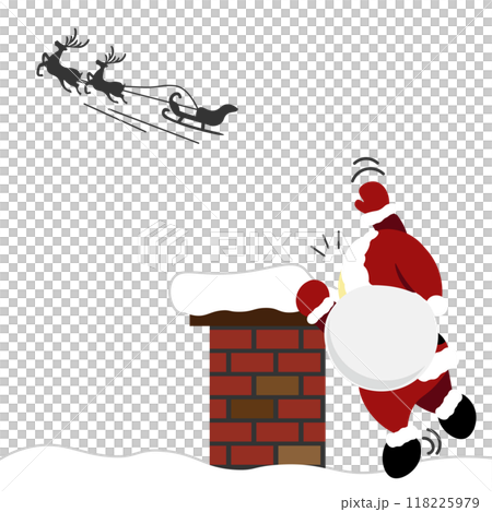 煙囪旁的聖誕老公公被馴鹿留下的插圖01 118225979