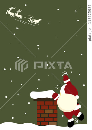 トナカイに置いて行かれる煙突のそばのサンタクロースのイラスト05 トナカイに置いて行かれる煙突のそばのサンタクロースのイラスト05 118225983