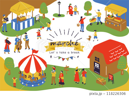 マルシェ 休日のマーケットで楽しむ人々 マルシェ 休日のマーケットで楽しむ人々 118226306