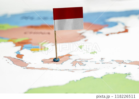 A map of Indonesia with an Indonesian flag on it A map of Indonesia with an Indonesian flag on it 118226511