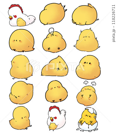 ひよこ　にわとり　まとめイラスト 118226711
