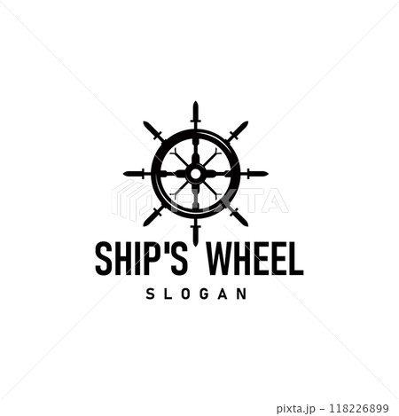 Ship Rudder Logo, Elegant Nautical Maritime Vector Simple Minimalist Design Ocean Sailing Ship Ship Rudder Logo, Elegant Nautical Maritime Vector Simple Minimalist Design Ocean Sailing Ship 118226899