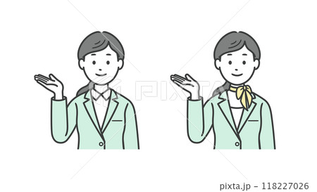 案内をする女性ビジネスマンの上半身イラスト 118227026