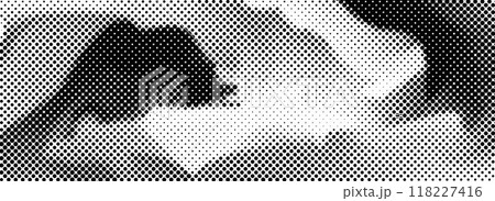 Abstract dotted distorted halftone texture. Pixelated smoke or stream wavy flow background. Twisted grunge wave gradient pattern. Retro raster grit noise backdrop. Vector comic style overlay wallpaper 118227416
