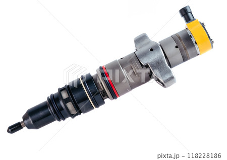 New fuel injector on white background close up 118228186