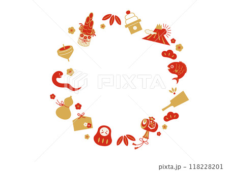2025お正月縁起物の円形フレーム(干支入り) 2025お正月縁起物の円形フレーム(干支入り) 118228201