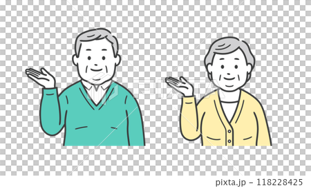 老年超重男性和女性提供指導的上半身插圖 老年超重男性和女性提供指導的上半身插圖 118228425