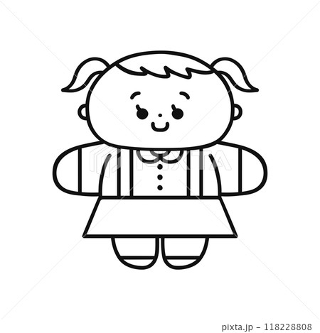 両手を広げた女の子 線画 両手を広げた女の子 線画 118228808