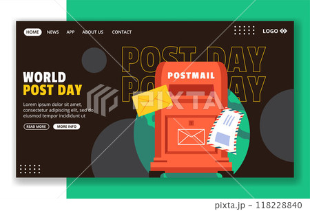 Post Day Social Media Landing Page Cartoon Hand Drawn Templates Background Illustration 118228840