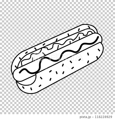 シンプルなホットドッグの線画イラスト 118228929