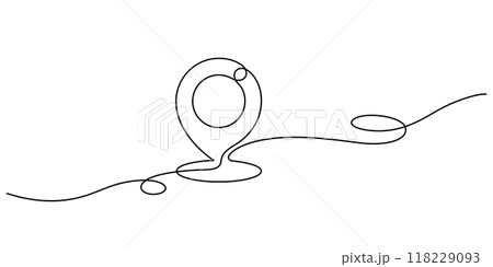 map pin icon location continuous one line drawing map pin icon location continuous one line drawing 118229093