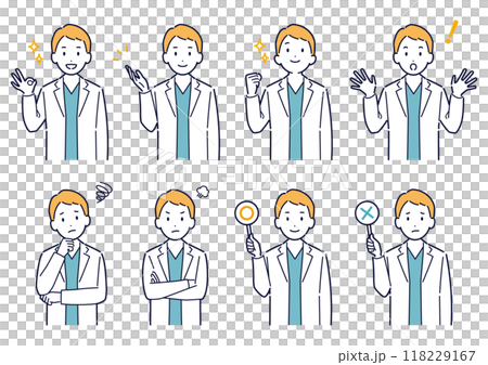 男性医師の表情バリエーションセット_イラスト 男性医師の表情バリエーションセット_イラスト 118229167