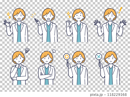 Female doctor's facial expression variation set_Illustration 118229168