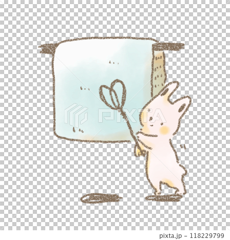 一隻可愛的兔子用蒲團拍烘乾蒲團的變形插圖 118229799