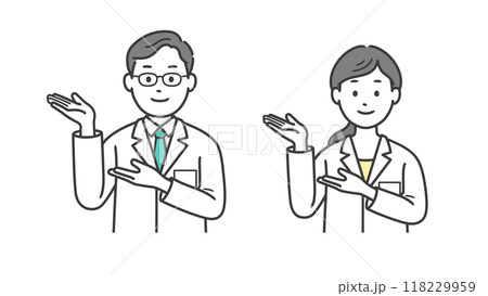 案内をする医師男女の上半身イラスト 118229959