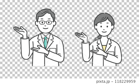 案内をする医師男女の上半身イラスト 118229959