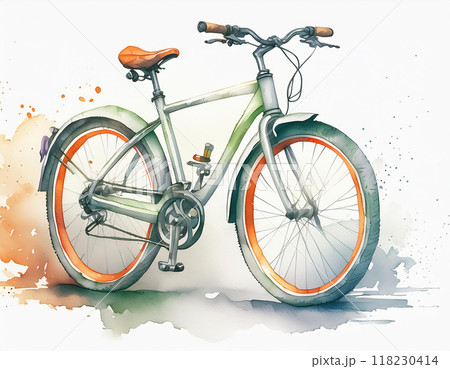 水彩画で描かれた自転車 118230414