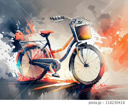 水彩画で描かれた自転車 118230418