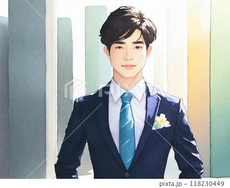 水彩画で描かれた男性のイラスト 118230449