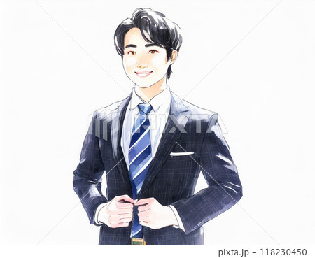 水彩画で描かれた男性のイラスト 水彩画で描かれた男性のイラスト 118230450