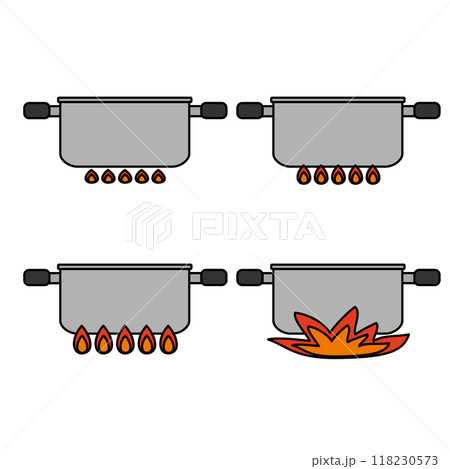 両手鍋と様々な火加減のイラスト 118230573