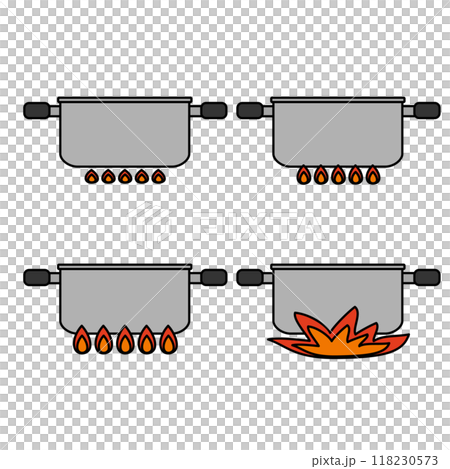 両手鍋と様々な火加減のイラスト 118230573