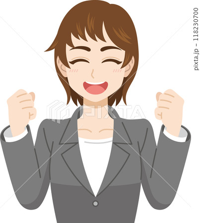 元気にガッツポーズをする女性会社員(アジア人) 元気にガッツポーズをする女性会社員(アジア人) 118230700