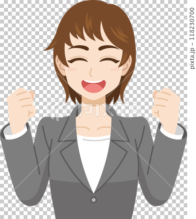 元気にガッツポーズをする女性会社員(アジア人) 元気にガッツポーズをする女性会社員(アジア人) 118230700