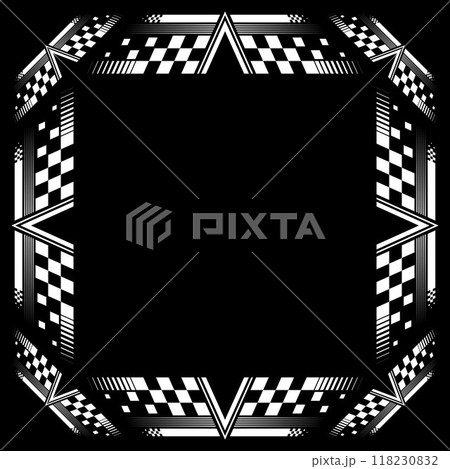 Checkered flags halftone frame Checkered flags halftone frame 118230832