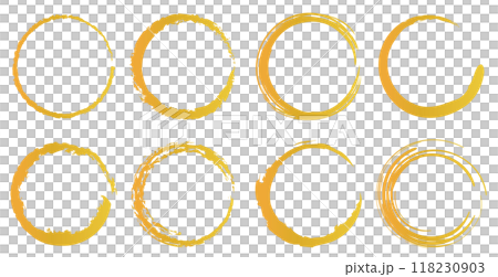 金色日式圓框插畫筆圈筆圓波 118230903