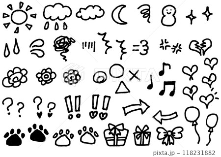 かわいい手描きの落書きアイコンセット 118231882