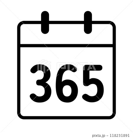 カレンダーアイコン(年間365日)、線幅修正可能 カレンダーアイコン(年間365日)、線幅修正可能 118231891