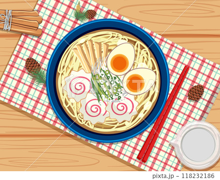 Delicious Ramen Bowl with Toppings 118232186