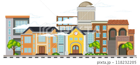 Colorful Urban Building Illustration Colorful Urban Building Illustration 118232205